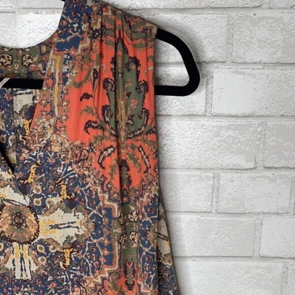 Free People Orange Darcy Super V Printed Blouse - Picture 6 of 11